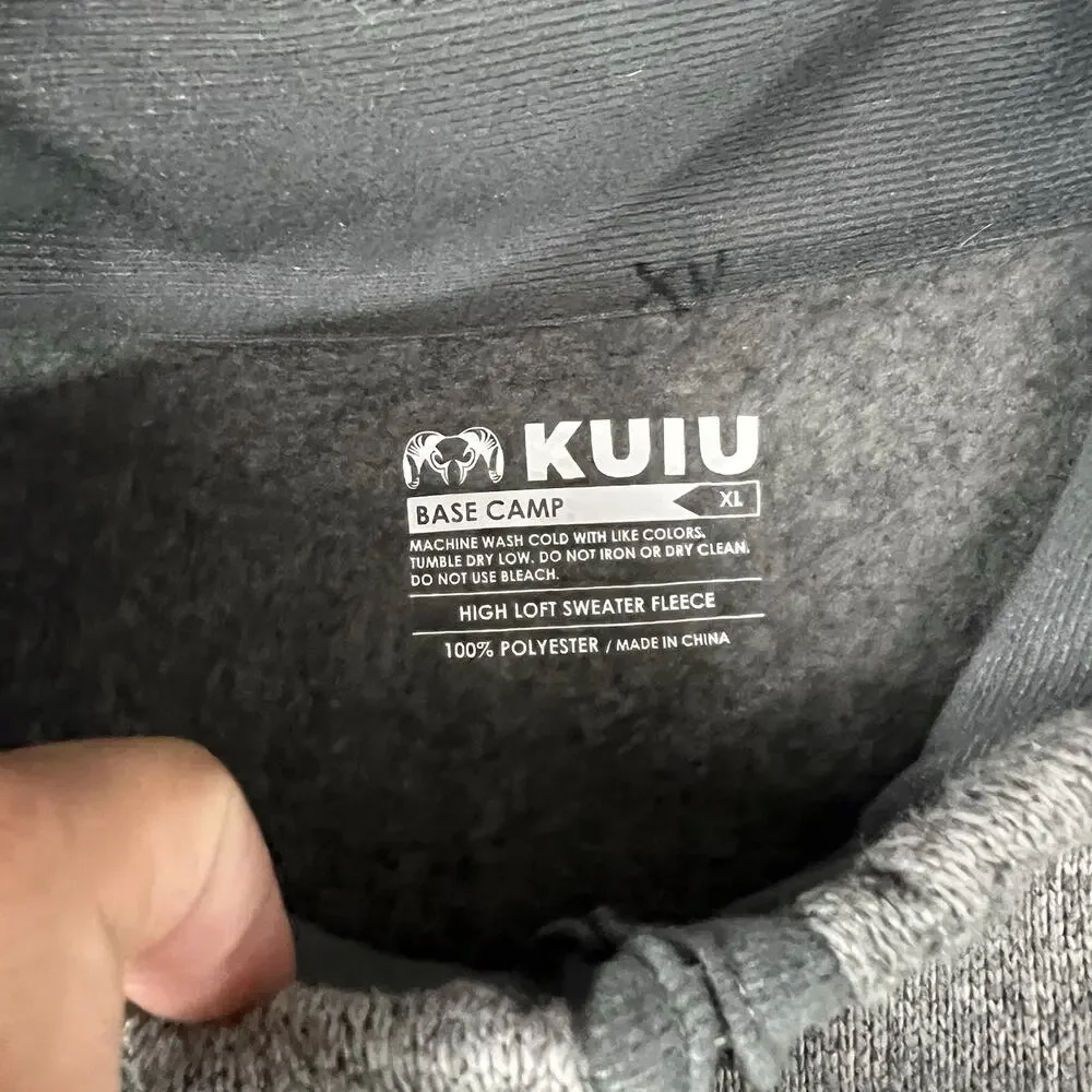 KUIU Sweater Mens XL Gray Base Camp High Loft Sweater Fleece 1/4 Zip Hunting
